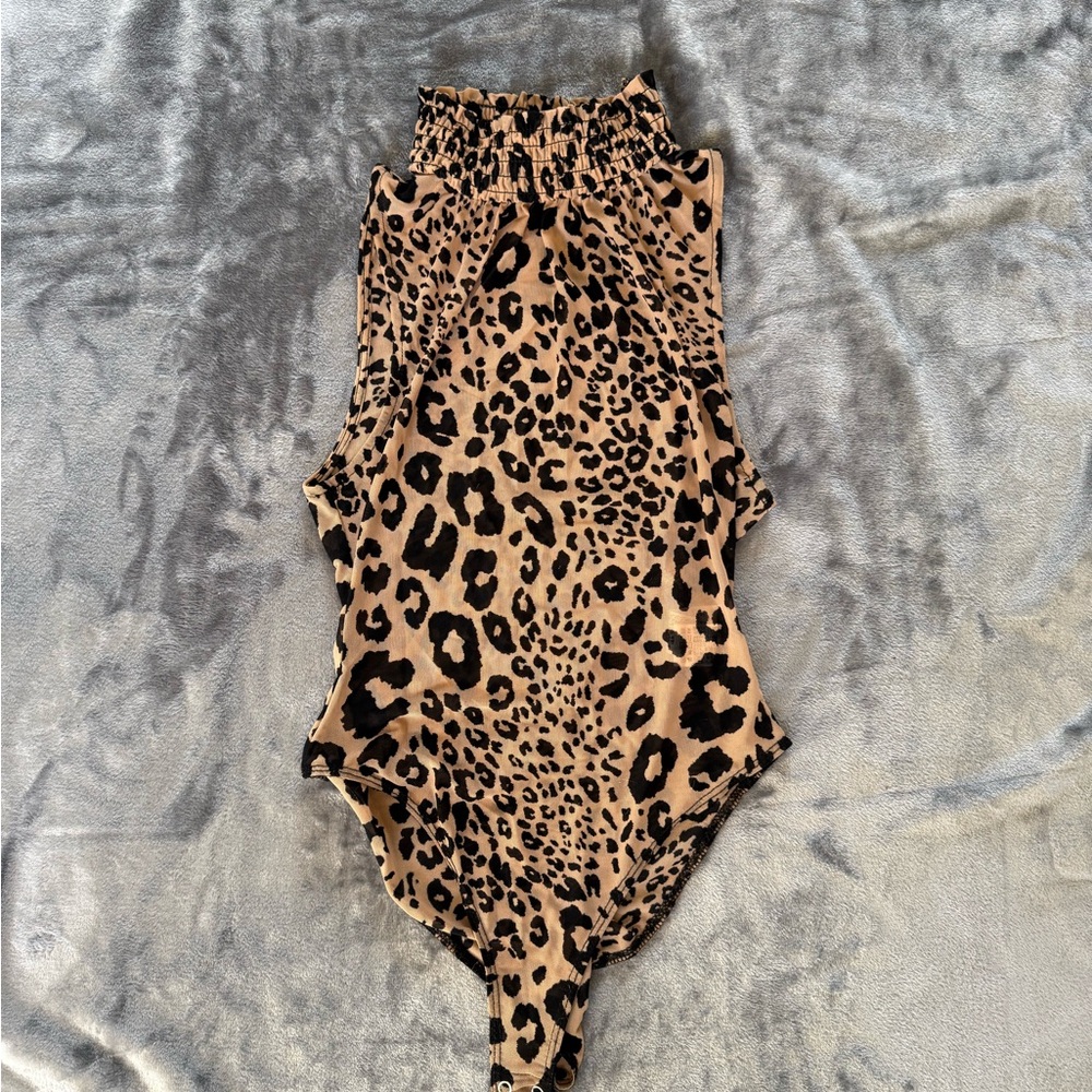 Leopard Print Sheer Women's Bodysuit